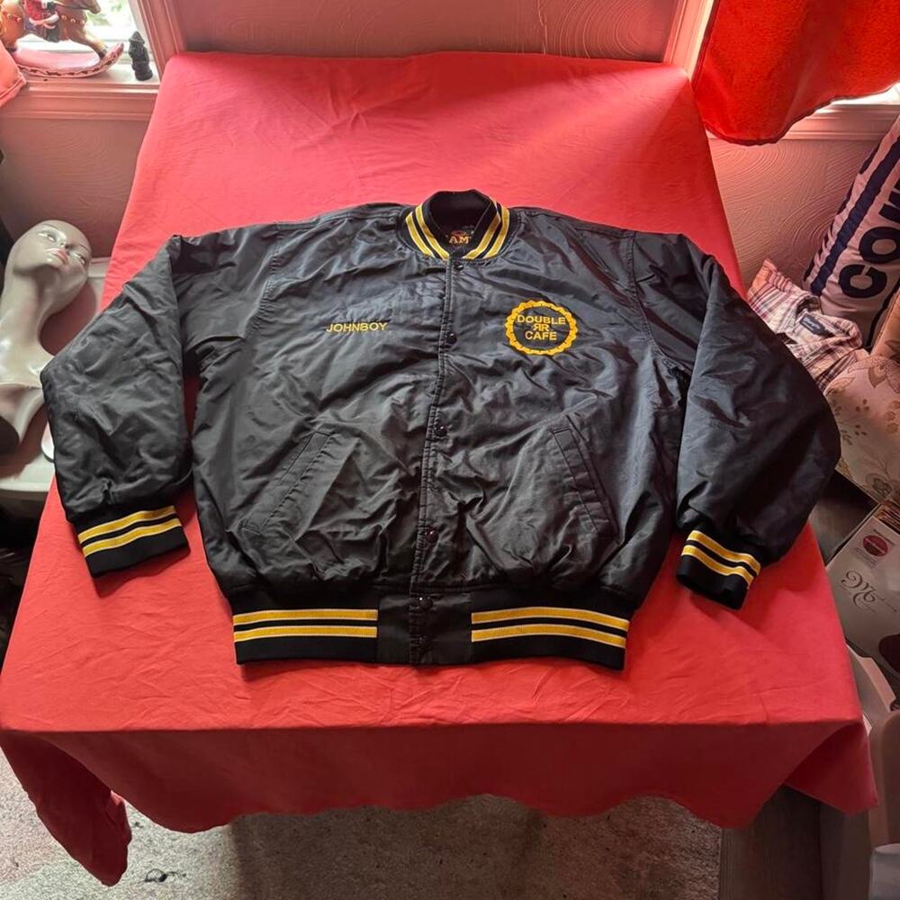 Game Sportswear Double RR Cafe black & yellow nylon bomber jacket"JohnBoy"SizeXL